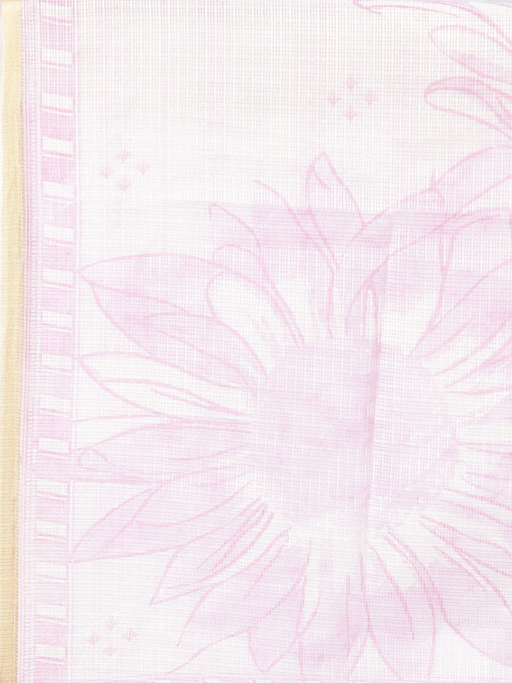 Neerus Lavender Printed Straight Kurta and Trousers With Dupatta