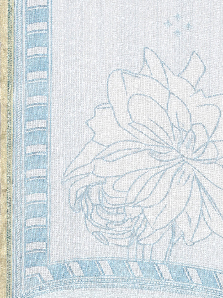 Neerus Blue Printed Straight Kurta and Trousers With Dupatta