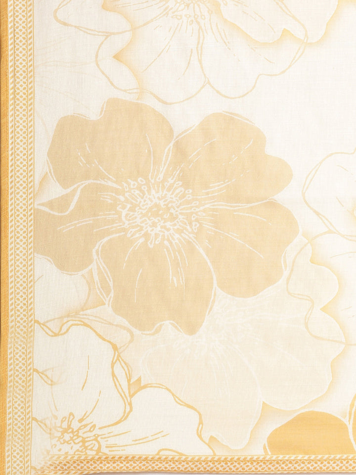 Neerus Yellow Printed Straight Kurta and Trousers With Dupatta