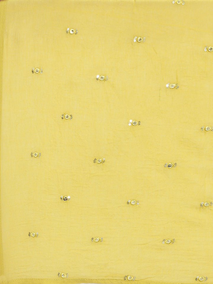 Neerus Yellow Printed Anarkali Kurta and Trousers With Dupatta