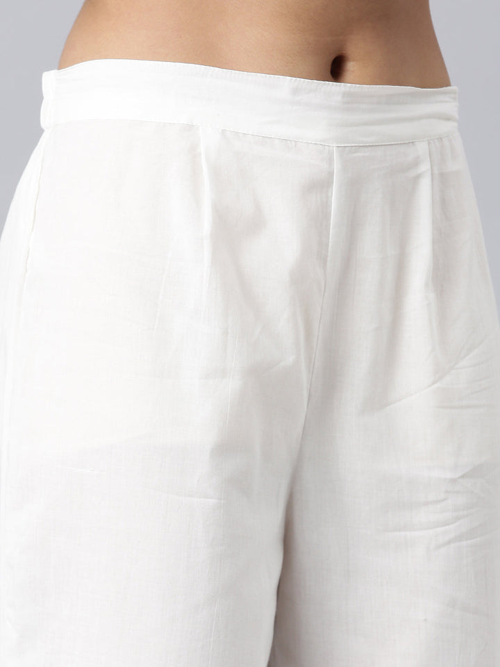 Neerus Green Embroidered Curved Kurta and Trousers With Dupatta