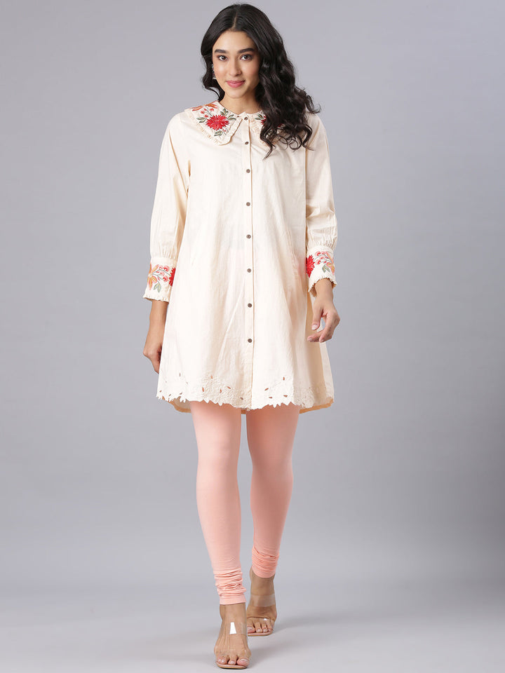Neerus Pink Casual Solid Straight Kurtis