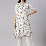Cream Cotton Flex Printed Kurta