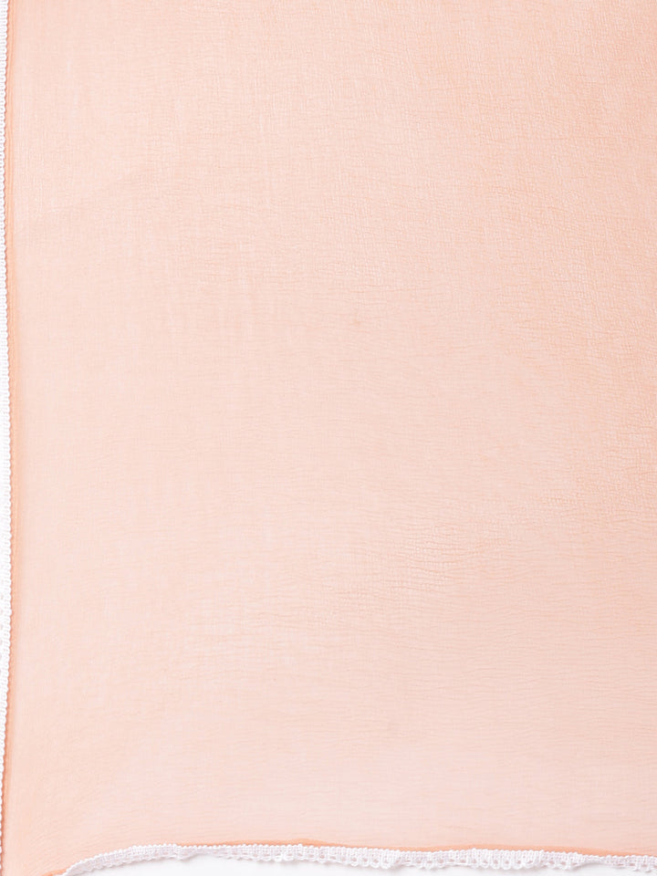 Neerus Coral Embroidered Straight Kurta and Trousers With Dupatta