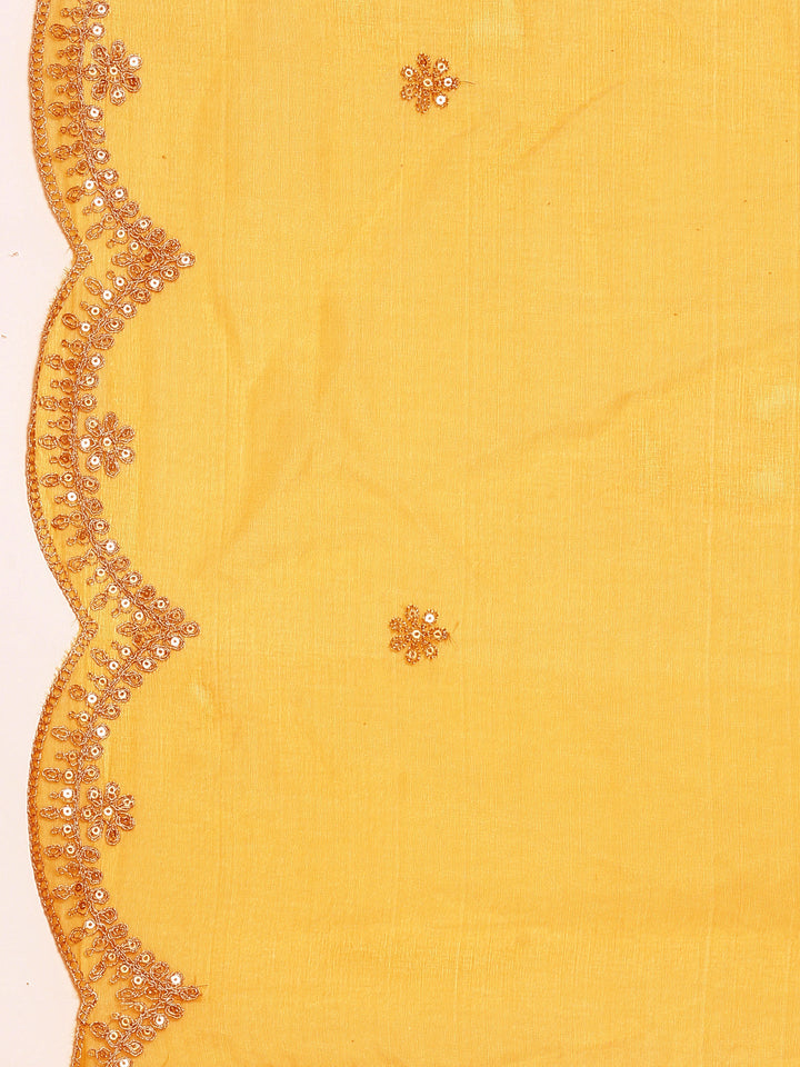 Neerus Yellow silk embellished anarkali suit set - detail view 4