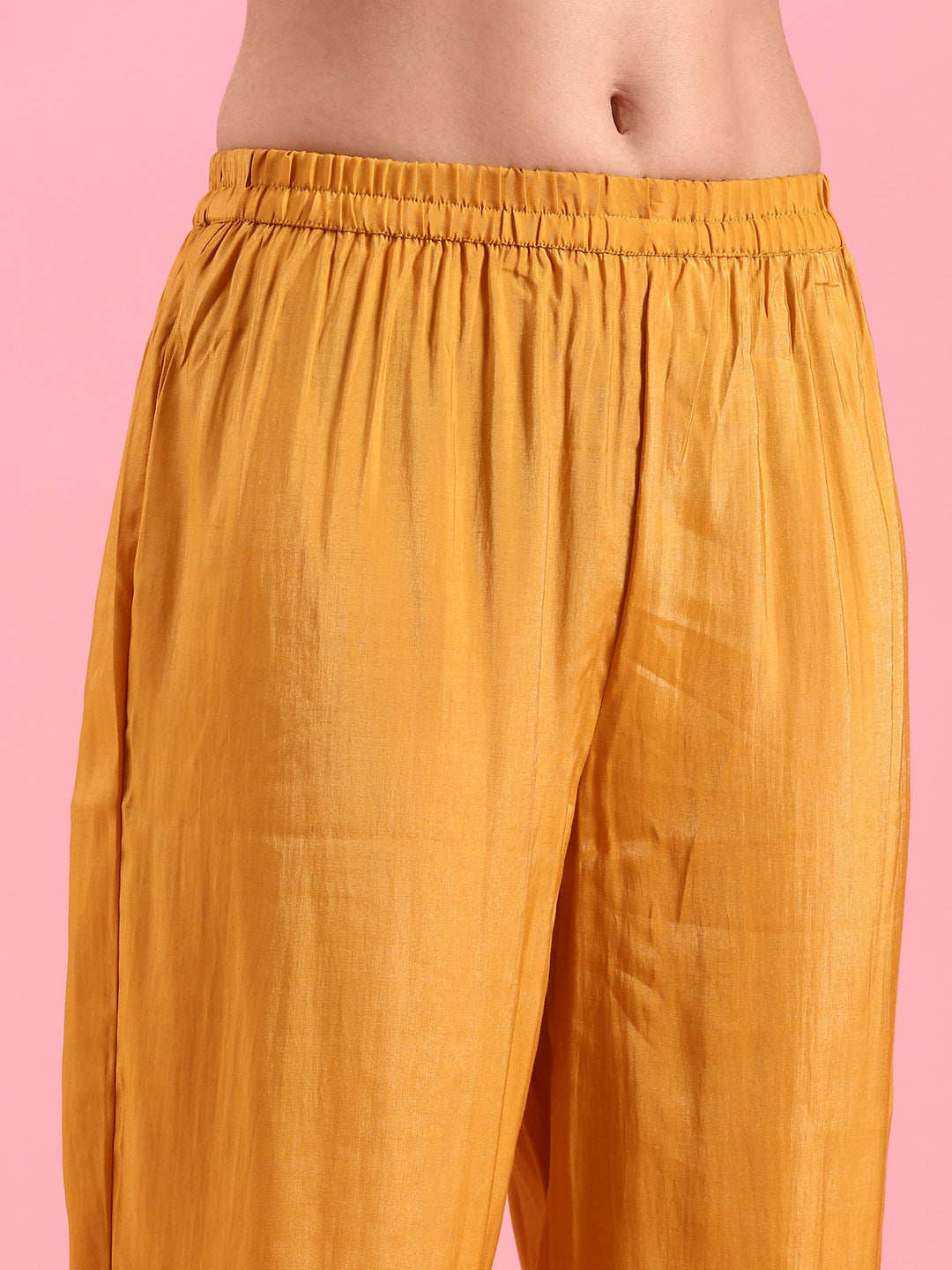 Neerus Yellow silk embellished anarkali suit set - detail view 3
