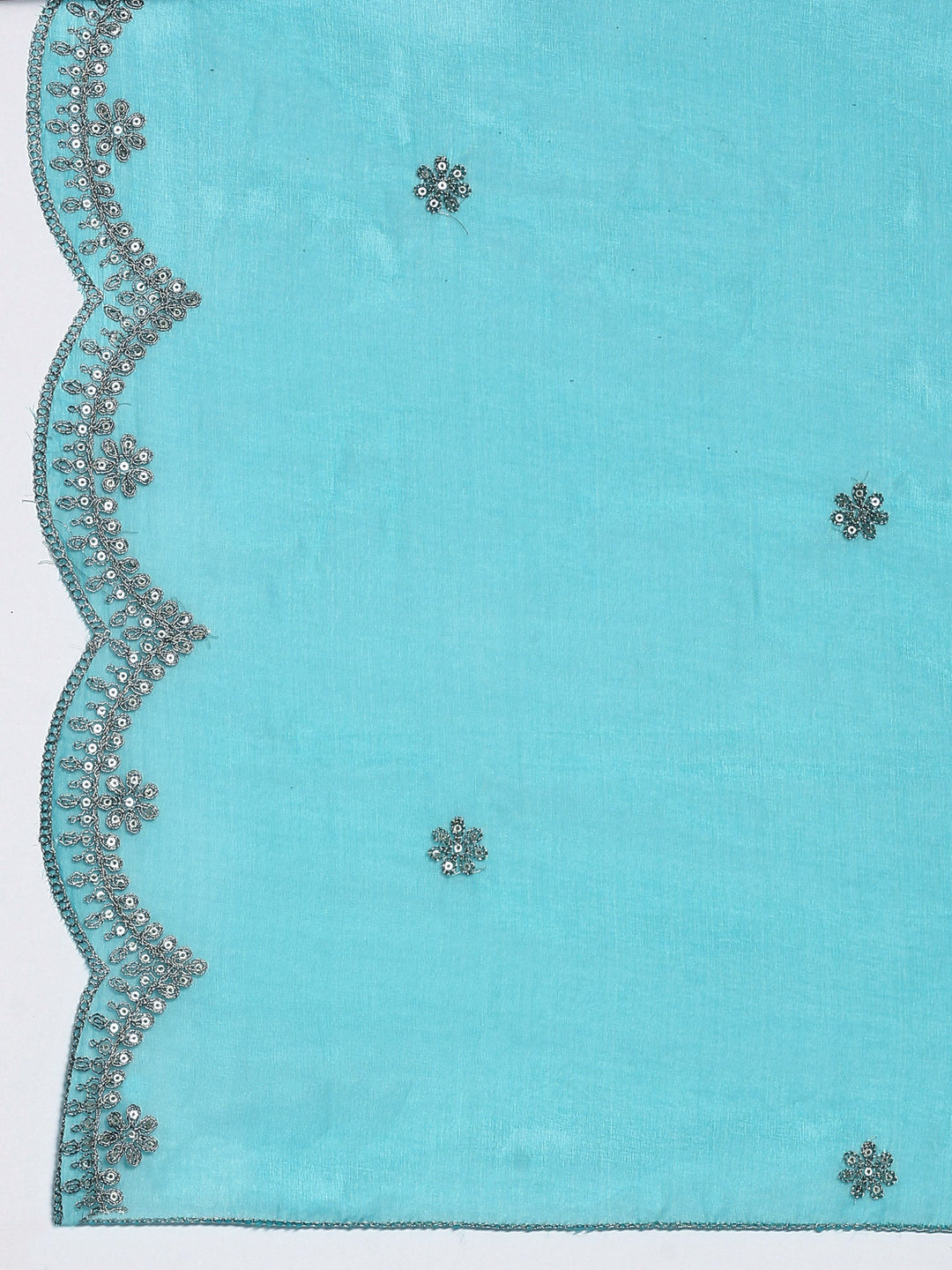Neerus Green silk woven anarkali suit set - detail view 4