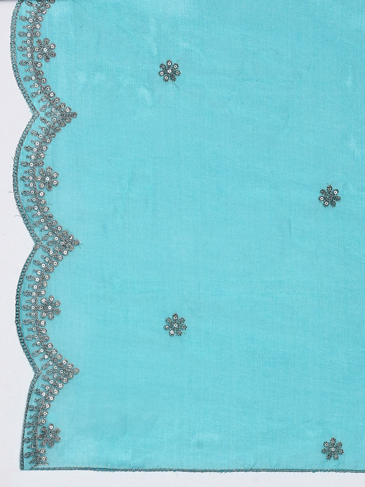 Neerus Green silk woven anarkali suit set - detail view 4