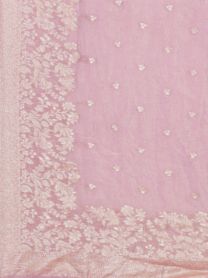 Lilac Tissue Hand Embroidery Three Piece Suit Set