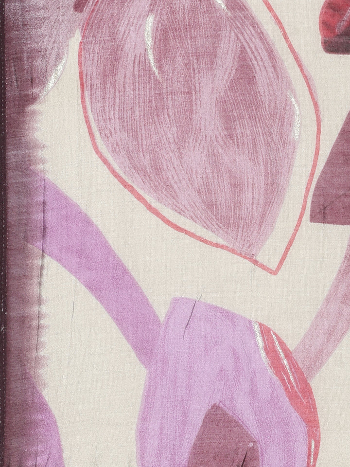 Wine Digital Printed Crepe Modal Three piece suit set