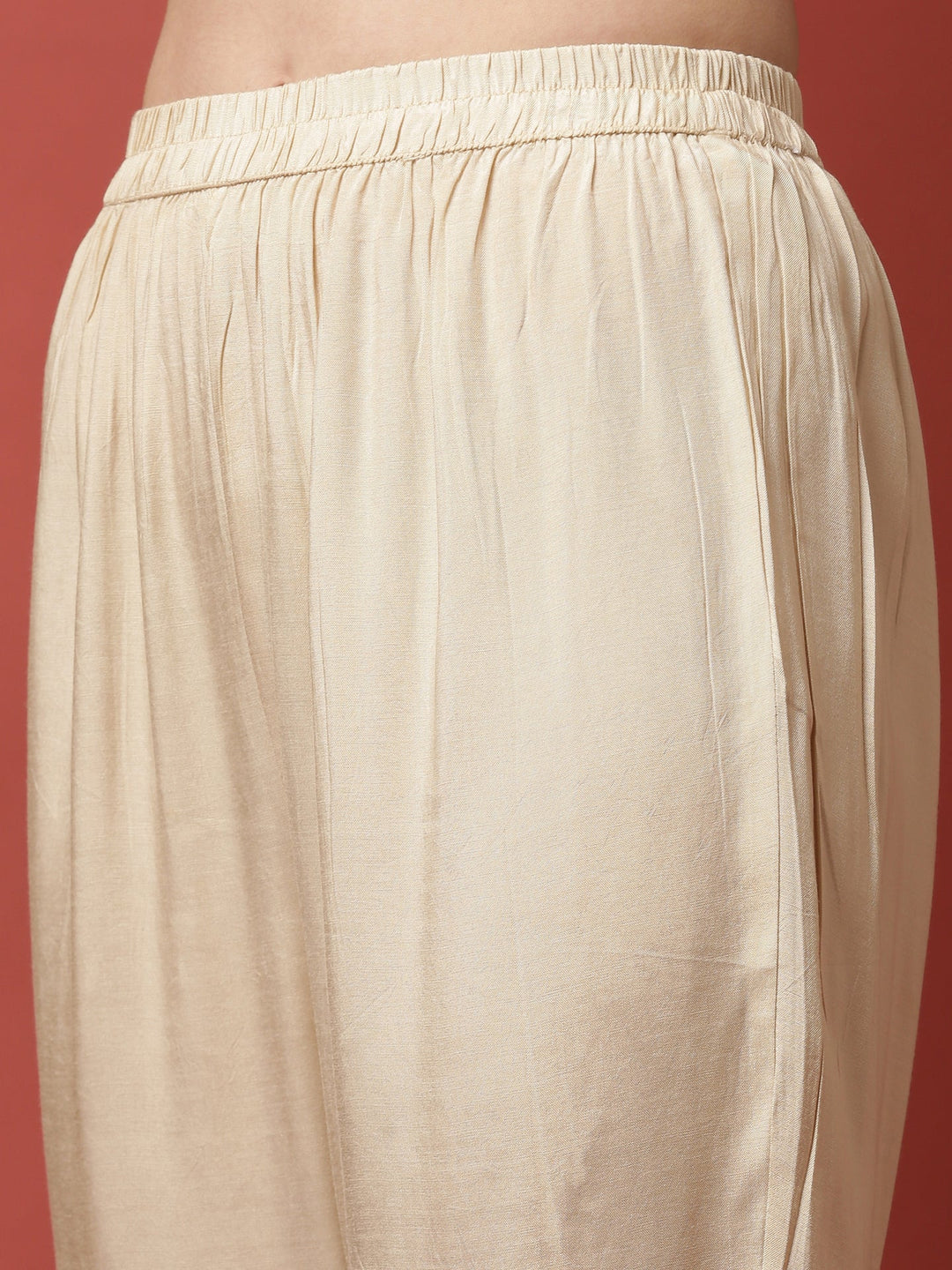 Neerus Beige modal embellished anarkali suit set - detail view 4