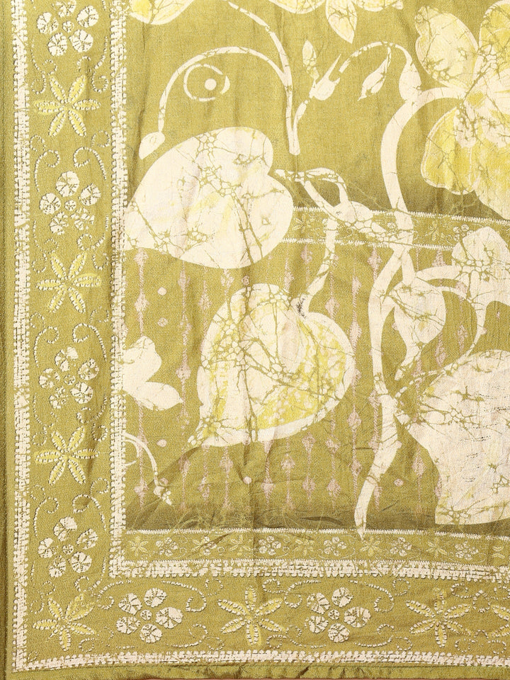 Neerus Green silk embroidered suit set - detail view 4