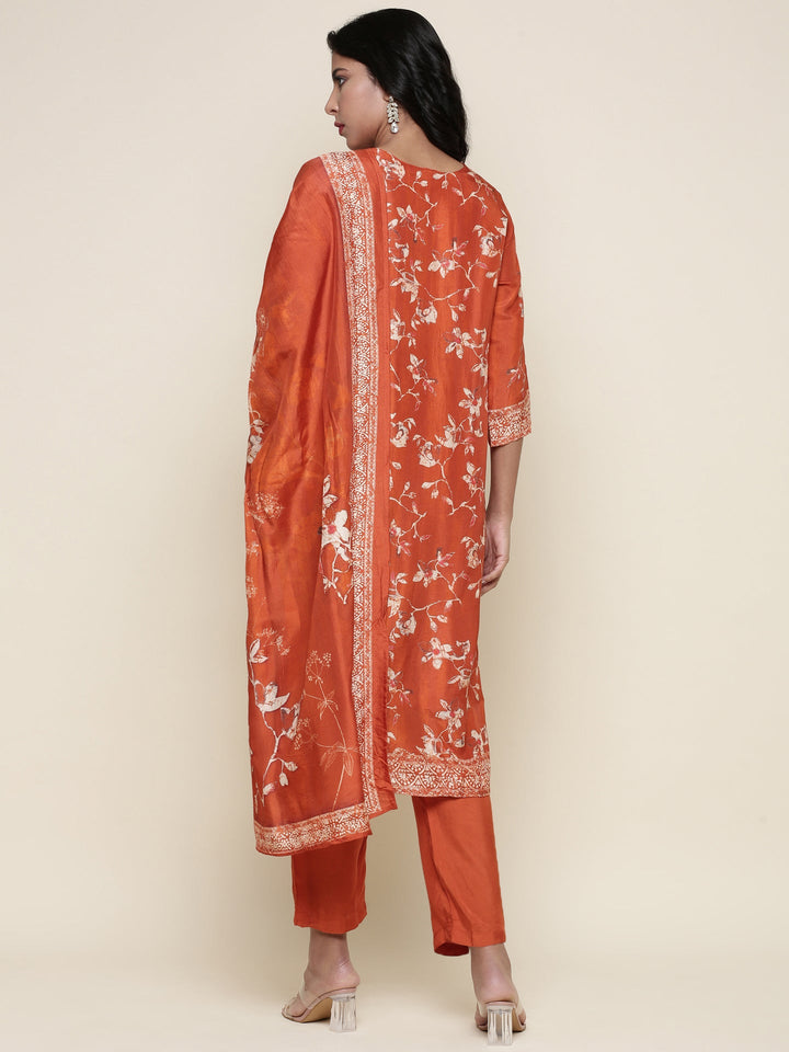 Burnt orange Dola silk three piece suit set