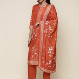 Burnt orange Dola silk three piece suit set