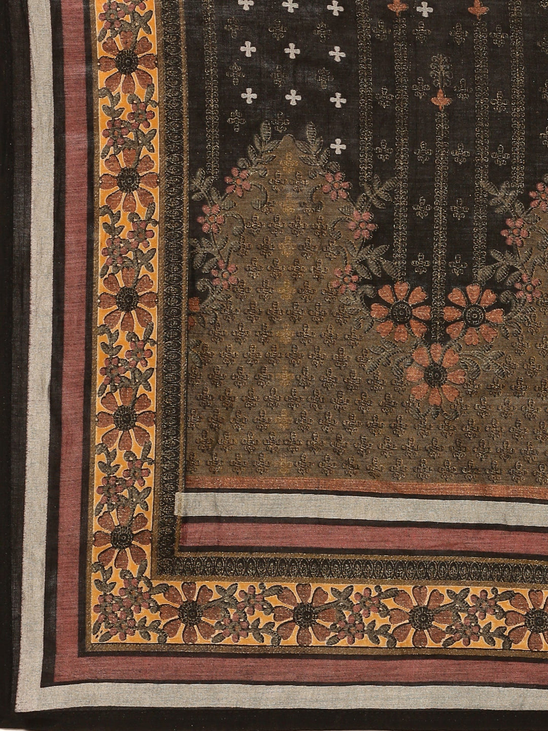 Neerus Black silk embellished kurta set with dupatta - detail view 5