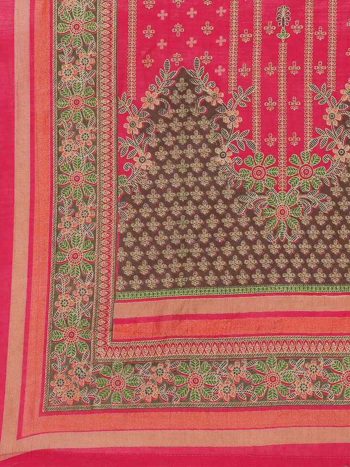 Neerus Pink silk printed suit set - detail view 4