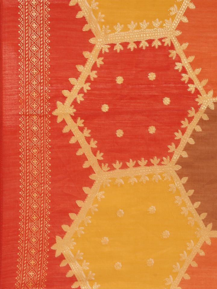 Orange Muslin Three Piece Set