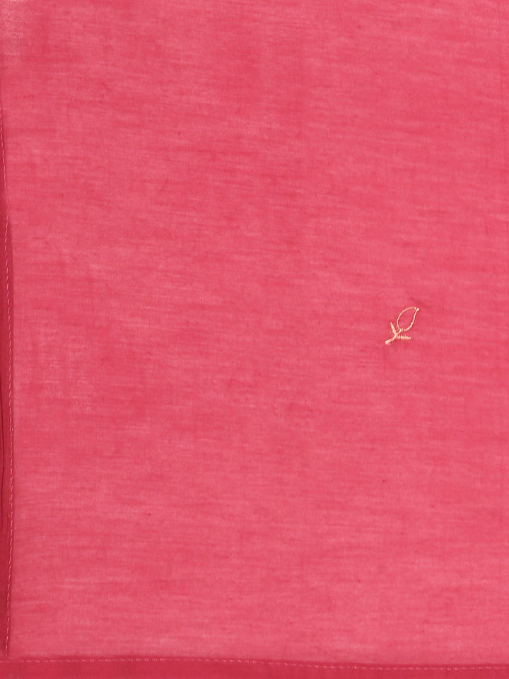 Neerus Pink muslin hand embroidered suit set - detail view 5