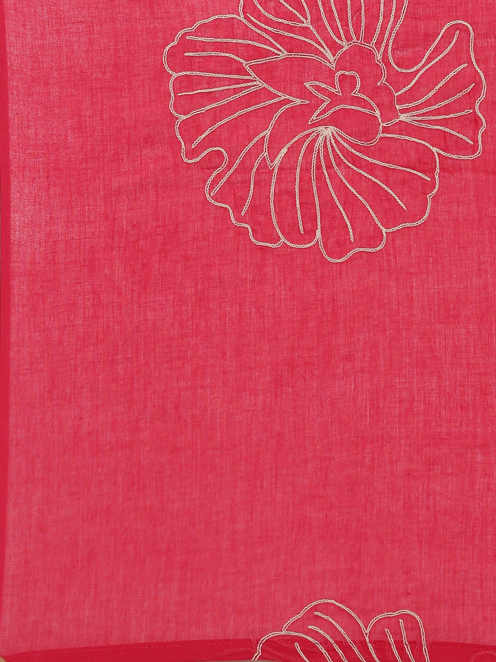 Neerus Pink rayon embroidered suit set - detail view 4