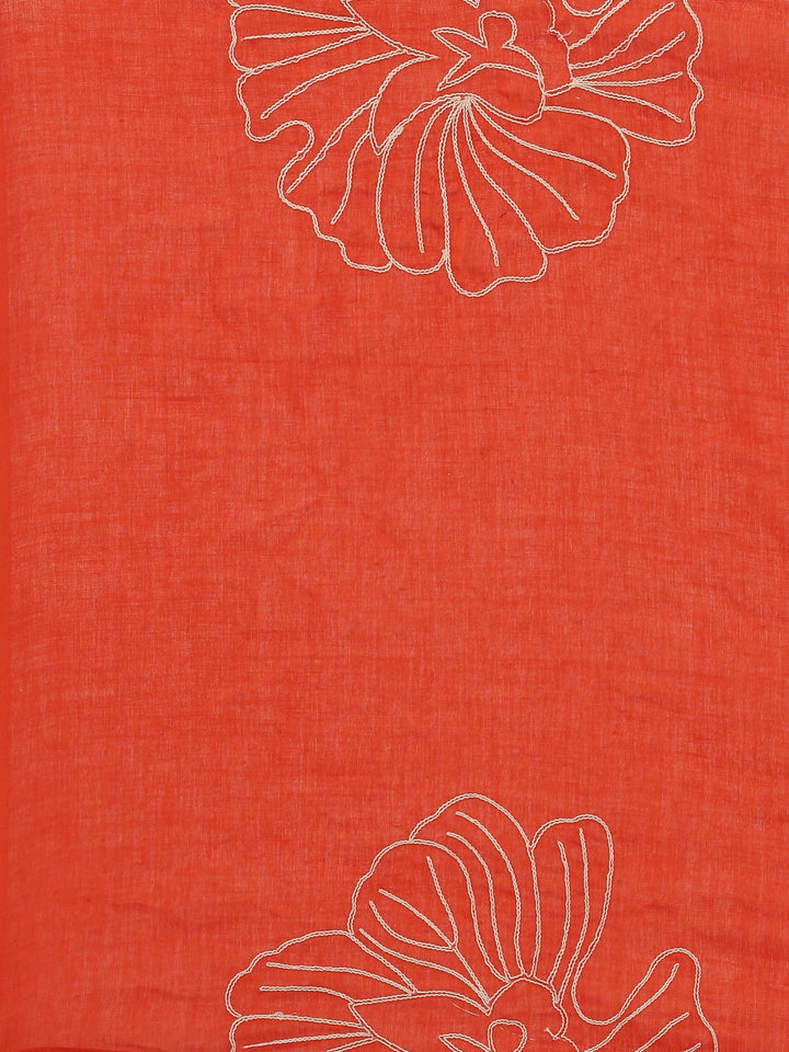 Rust Rayon Embroidery Three Piece Suit Set