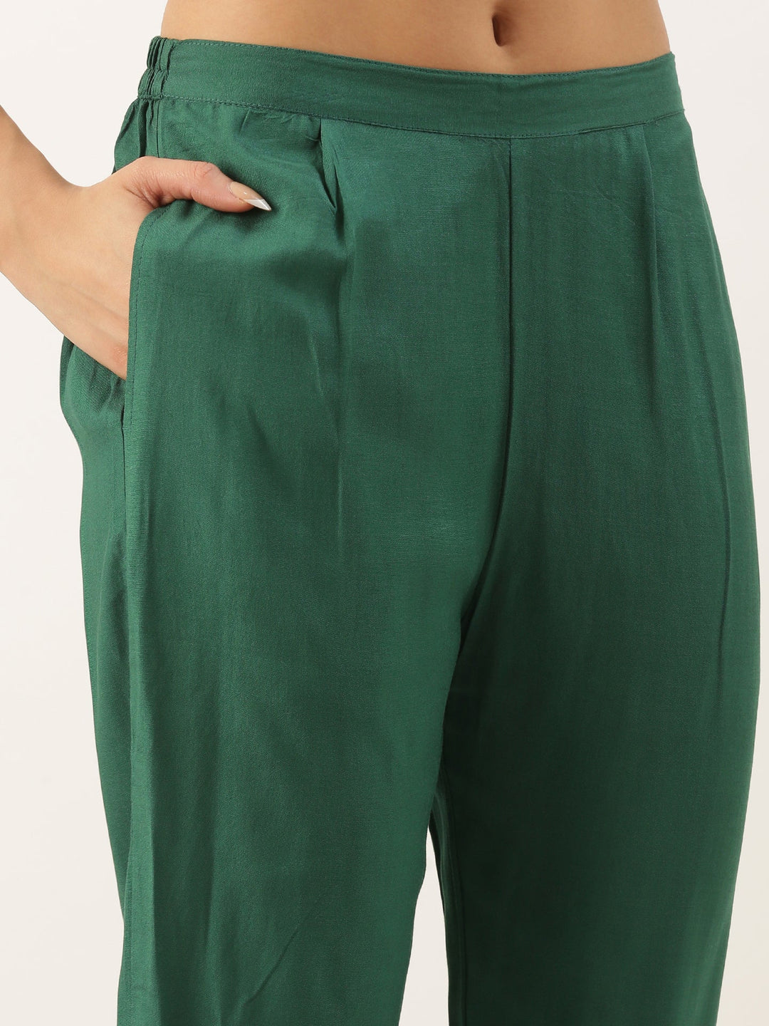 Neerus Green tissue embroidered suit set - detail view 3