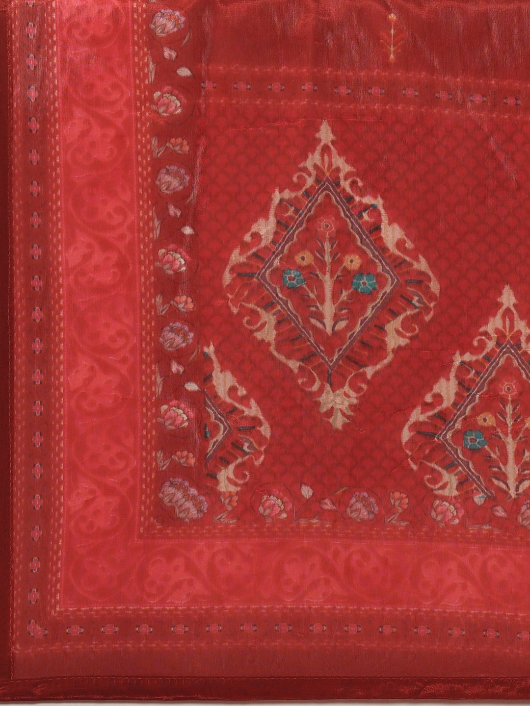 Neerus Maroon crepe printed suit set - detail view 4