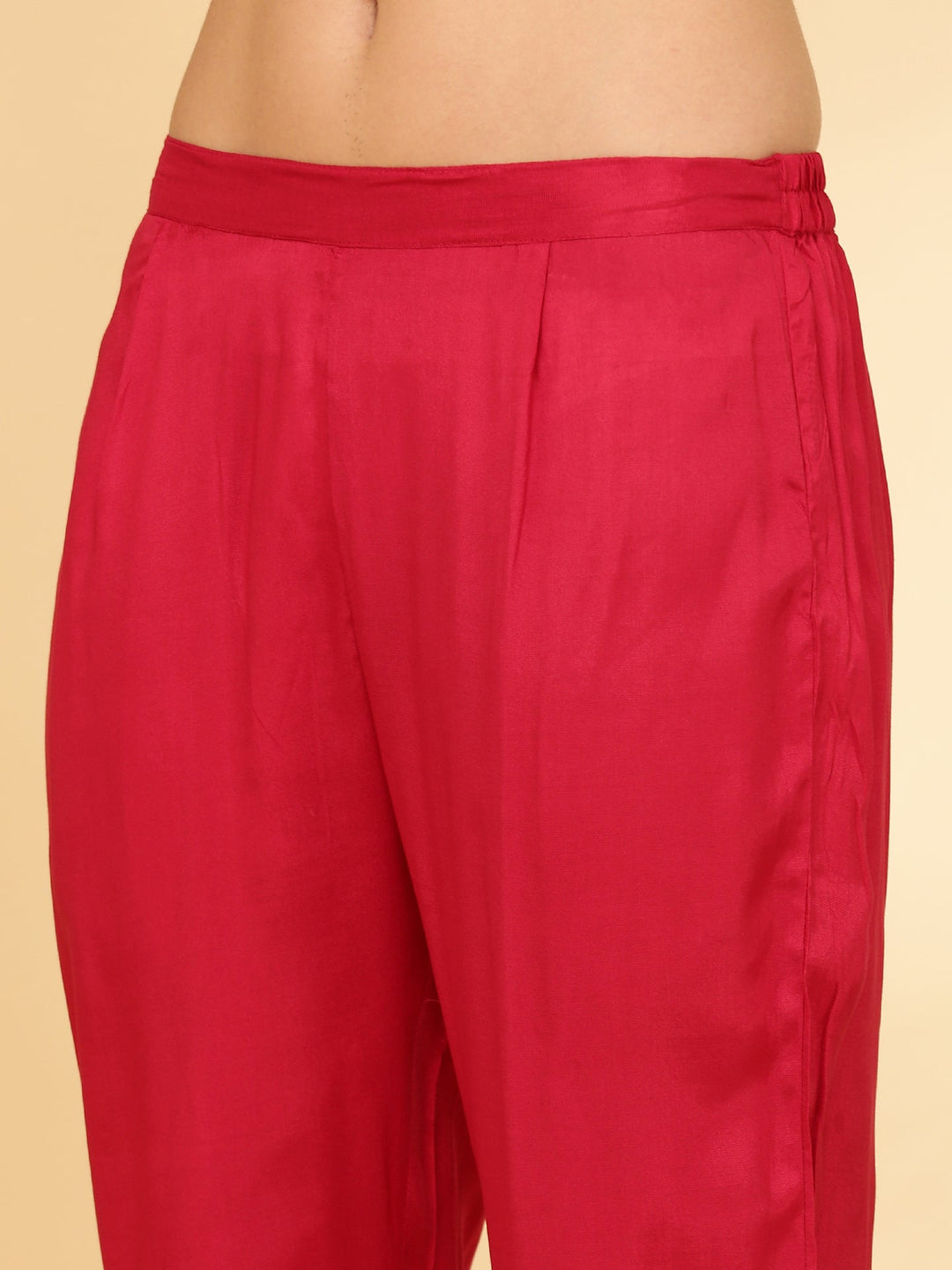 Neerus Pink crepe solid kurta set - detail view 3