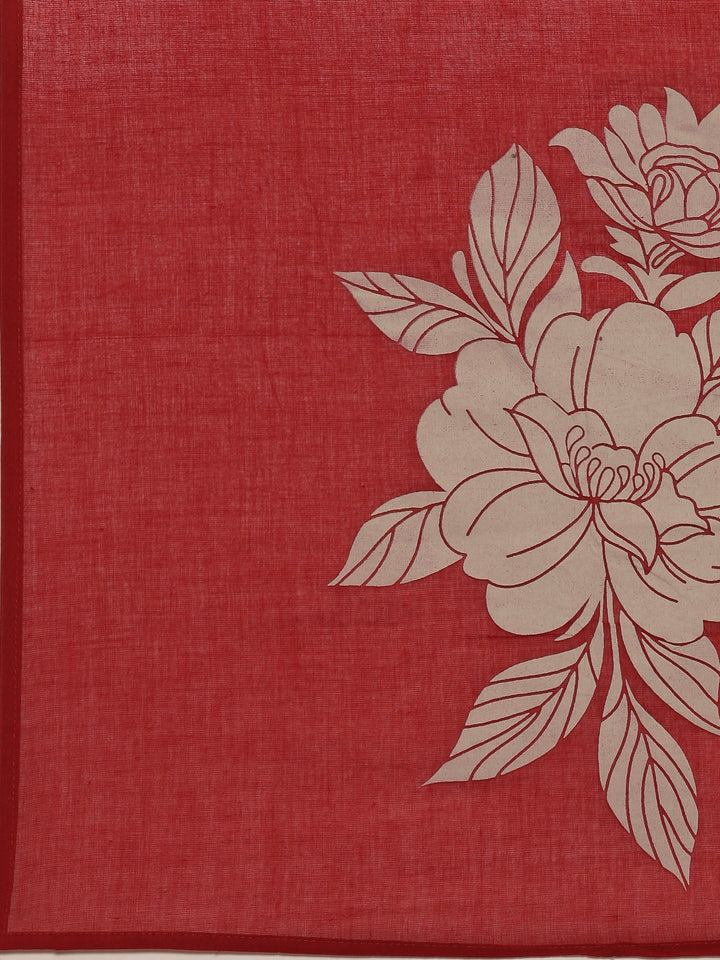 Neerus Maroon cotton embroidered suit set - detail view 4