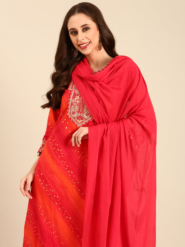 Pink muslin hand embroidery 3 piece suit set