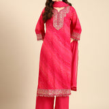 Rani muslin hand embroidery three piece suit set