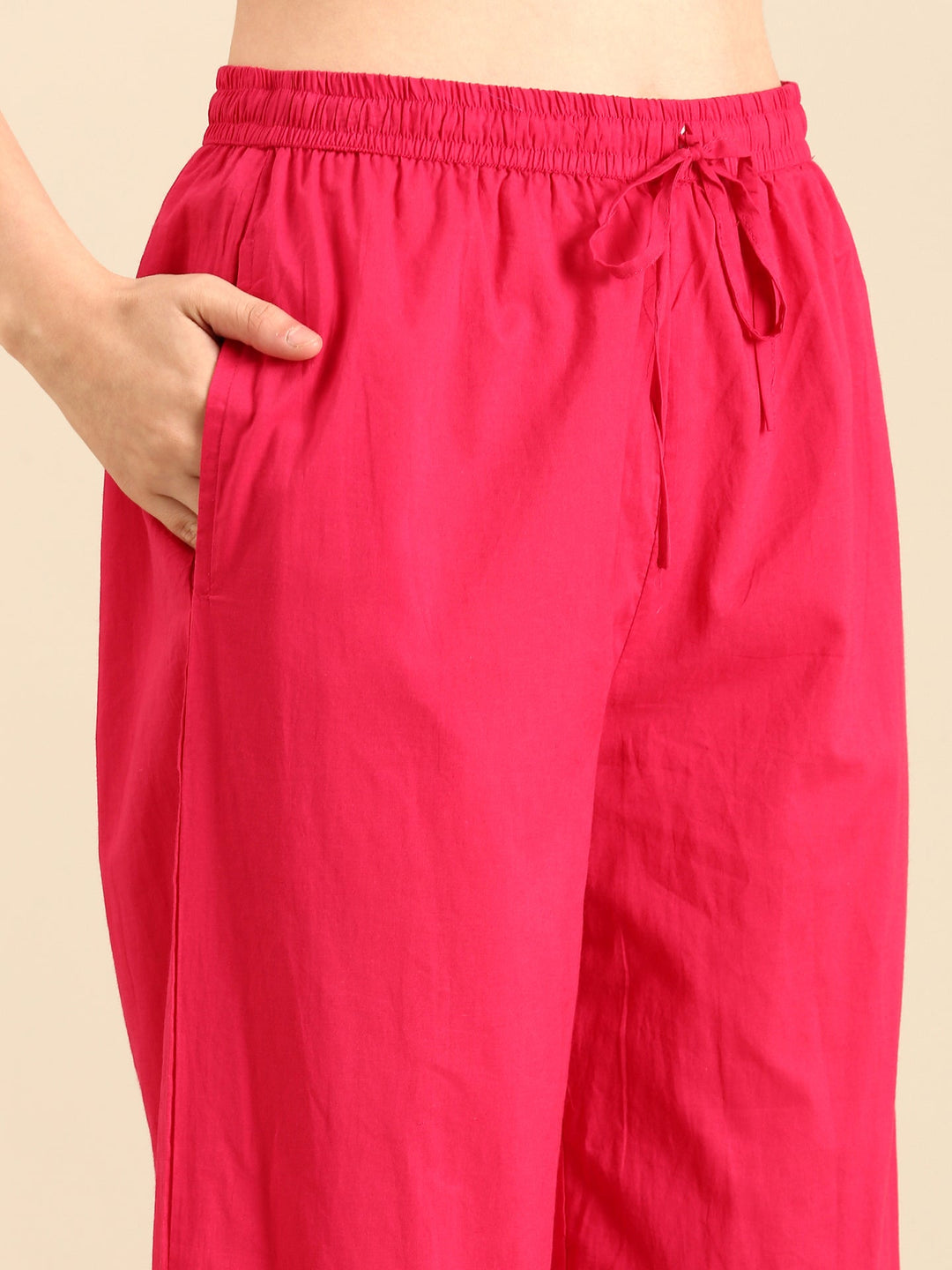 Neerus Pink muslin hand embroidered suit set - detail view 3