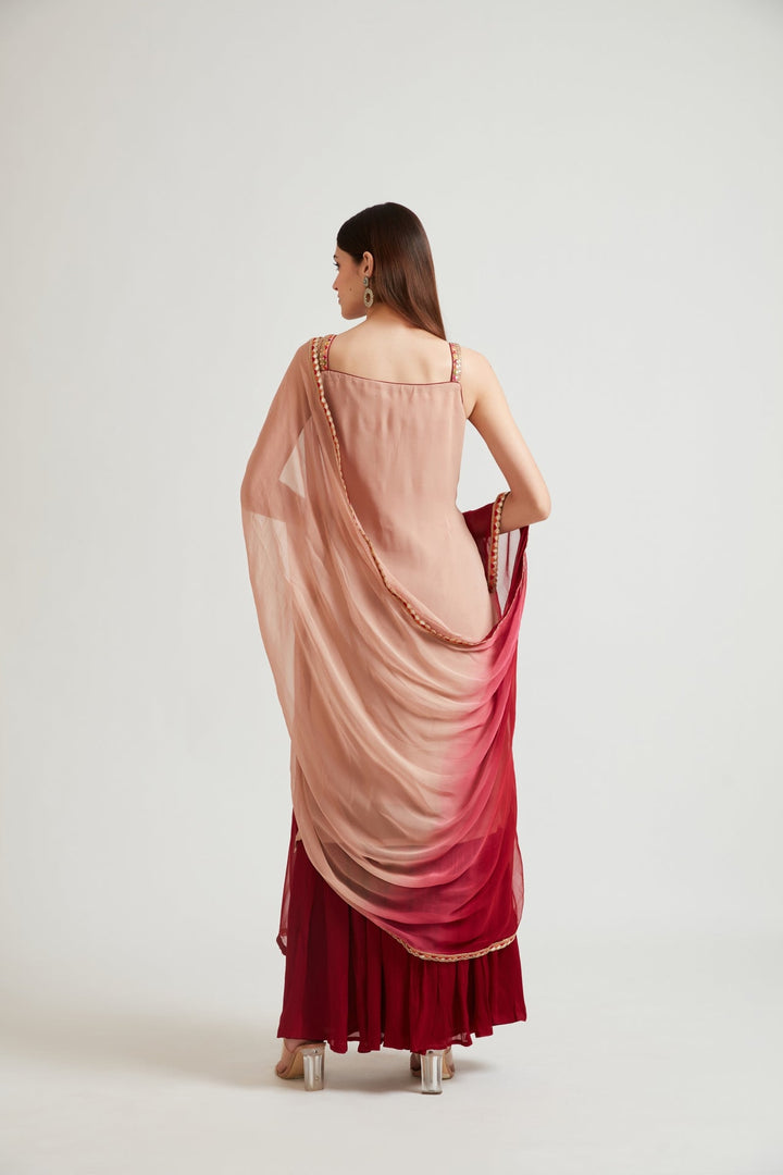 Neerus Pink solid kurta palazzo suit set - detail view 2