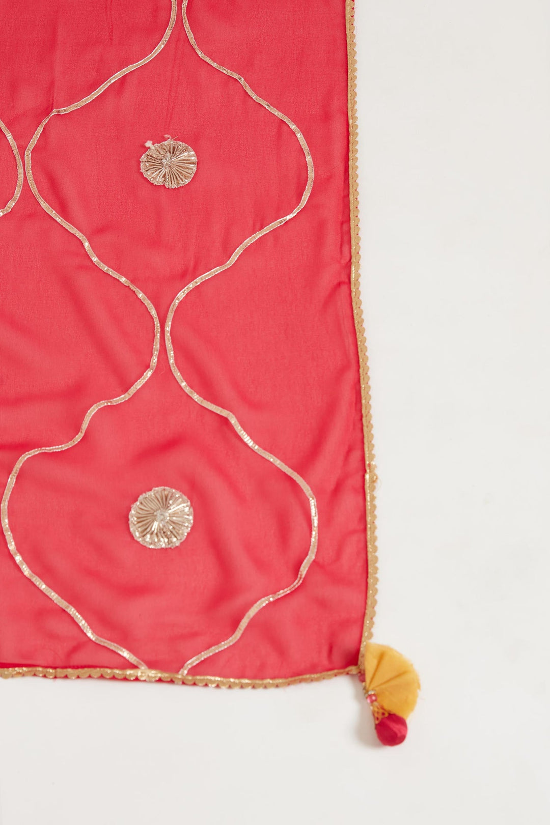 Neerus Yellow Chanderi Cotton Embroidered Anarkali Suit Set - detail view 9
