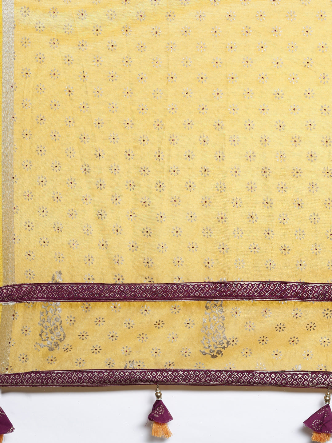 Neerus Purple Chanderi printed kurta set - detail view 4