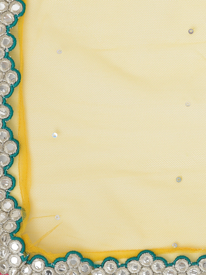 Neerus Yellow georgette printed palazzo set - detail view 3