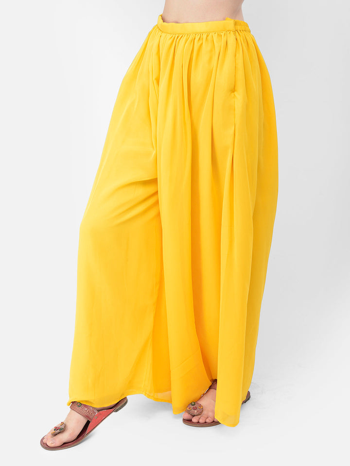 Neerus Yellow georgette printed palazzo set - detail view 6