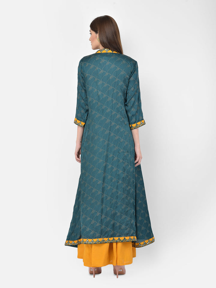 Neerus Yellow crepe embellished lehenga set - detail view 2