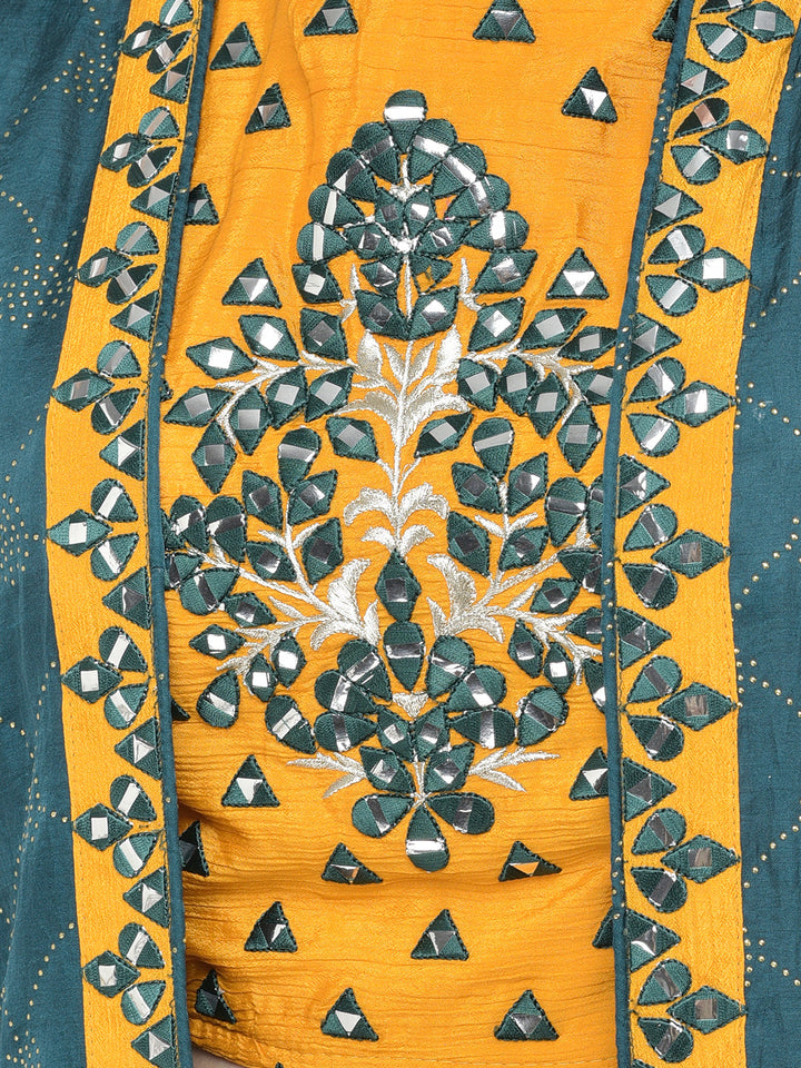 Neerus Yellow crepe embellished lehenga set - detail view 3