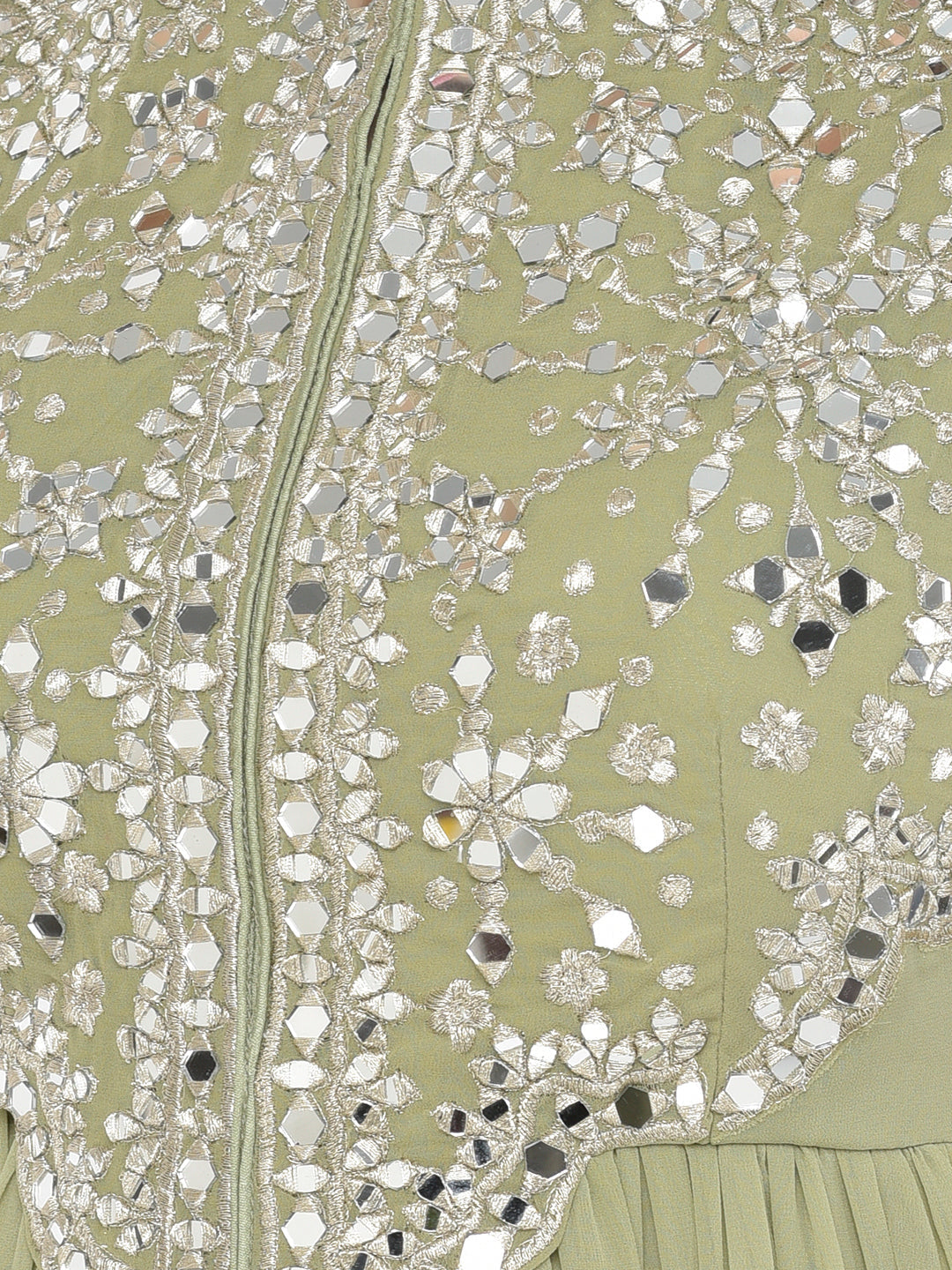 Neerus Green Georgette Embroidered Anarkali Suit Set - detail view 2