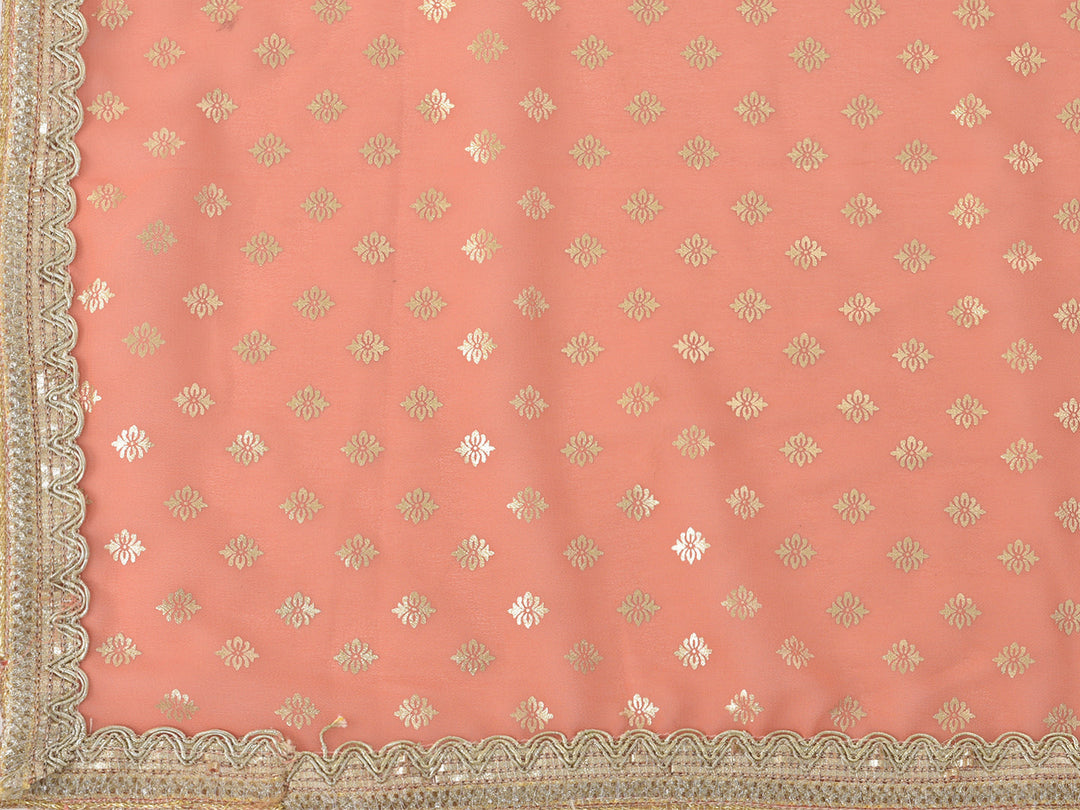 Neerus Orange Georgette Mirror Work Kurta Set - detail view 1