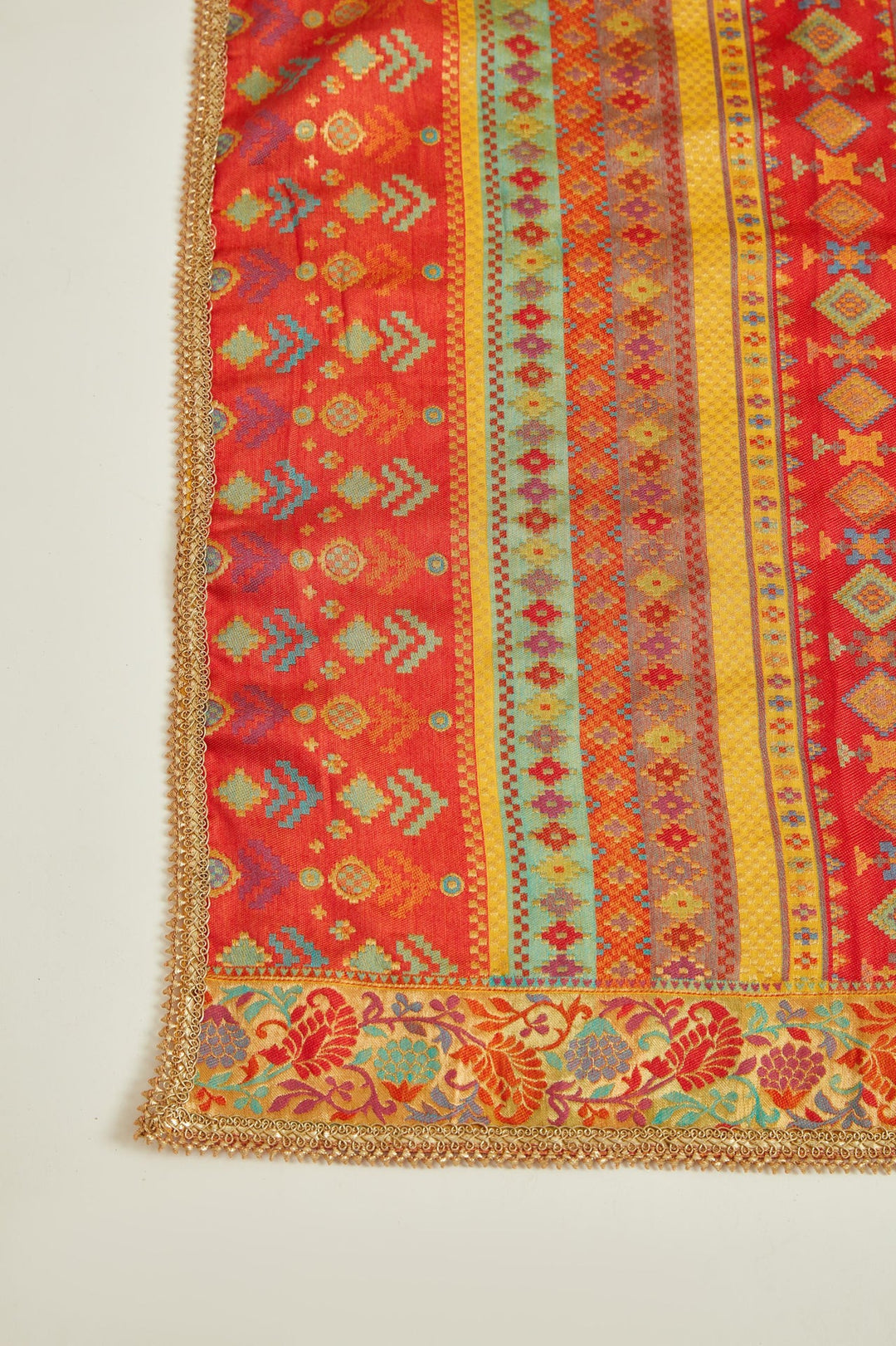 Neerus Pink silk embellished anarkali kurta with dupatta - detail view 3