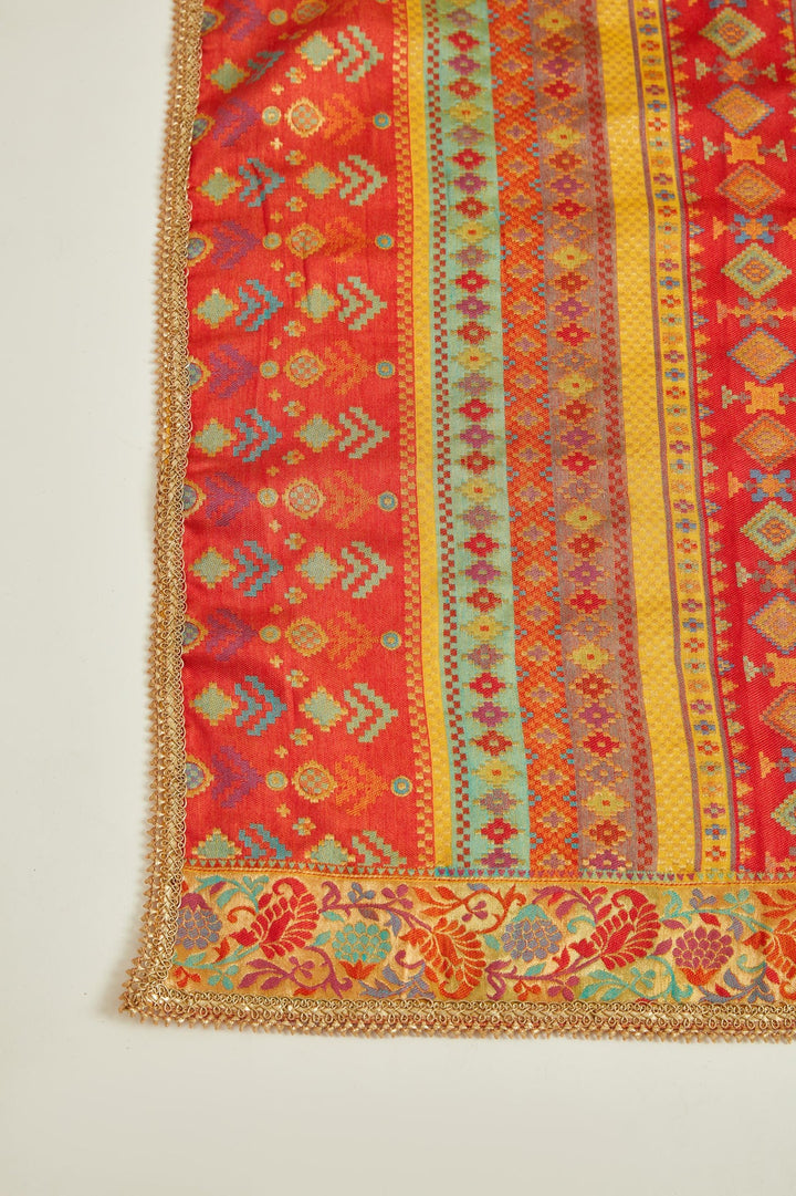 Neerus Pink silk embellished anarkali kurta with dupatta - detail view 3