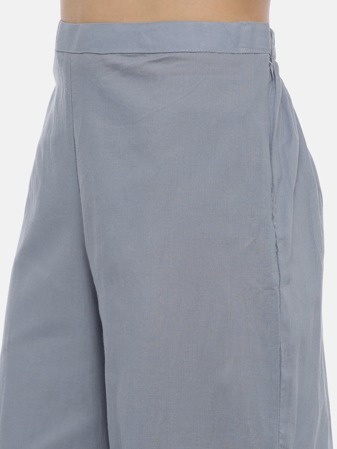 Neerus Blue rayon solid palazzo set - detail view 3