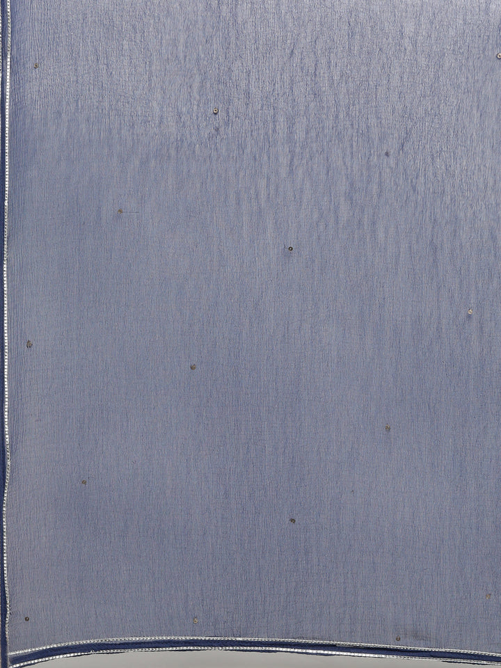 Neerus Blue rayon solid palazzo set - detail view 4