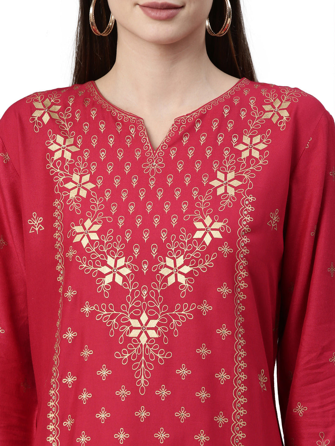 Neerus Pink rayon solid straight kurta - back view