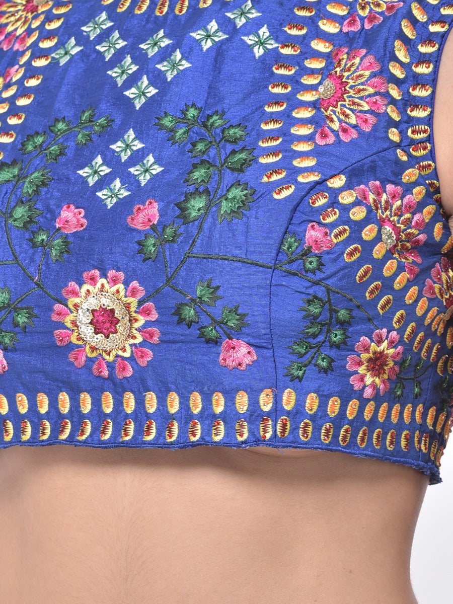 Neerus Blue cotton embroidered lehenga set - detail view 2