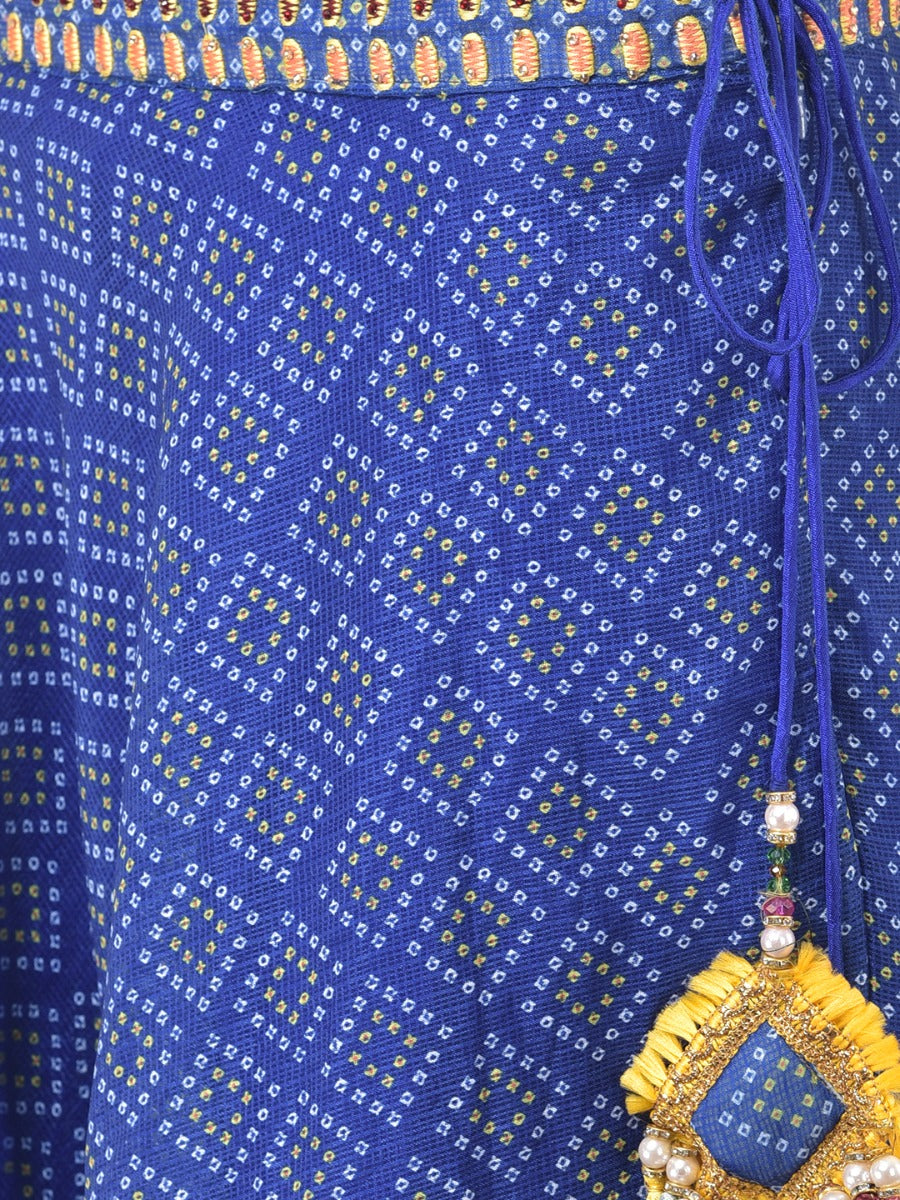Neerus Blue cotton embroidered lehenga set - detail view 3