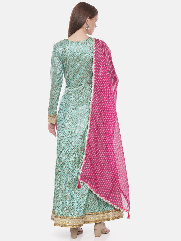 Neerus Green Georgette Embellished Anarkali Suit Set - detail view 2