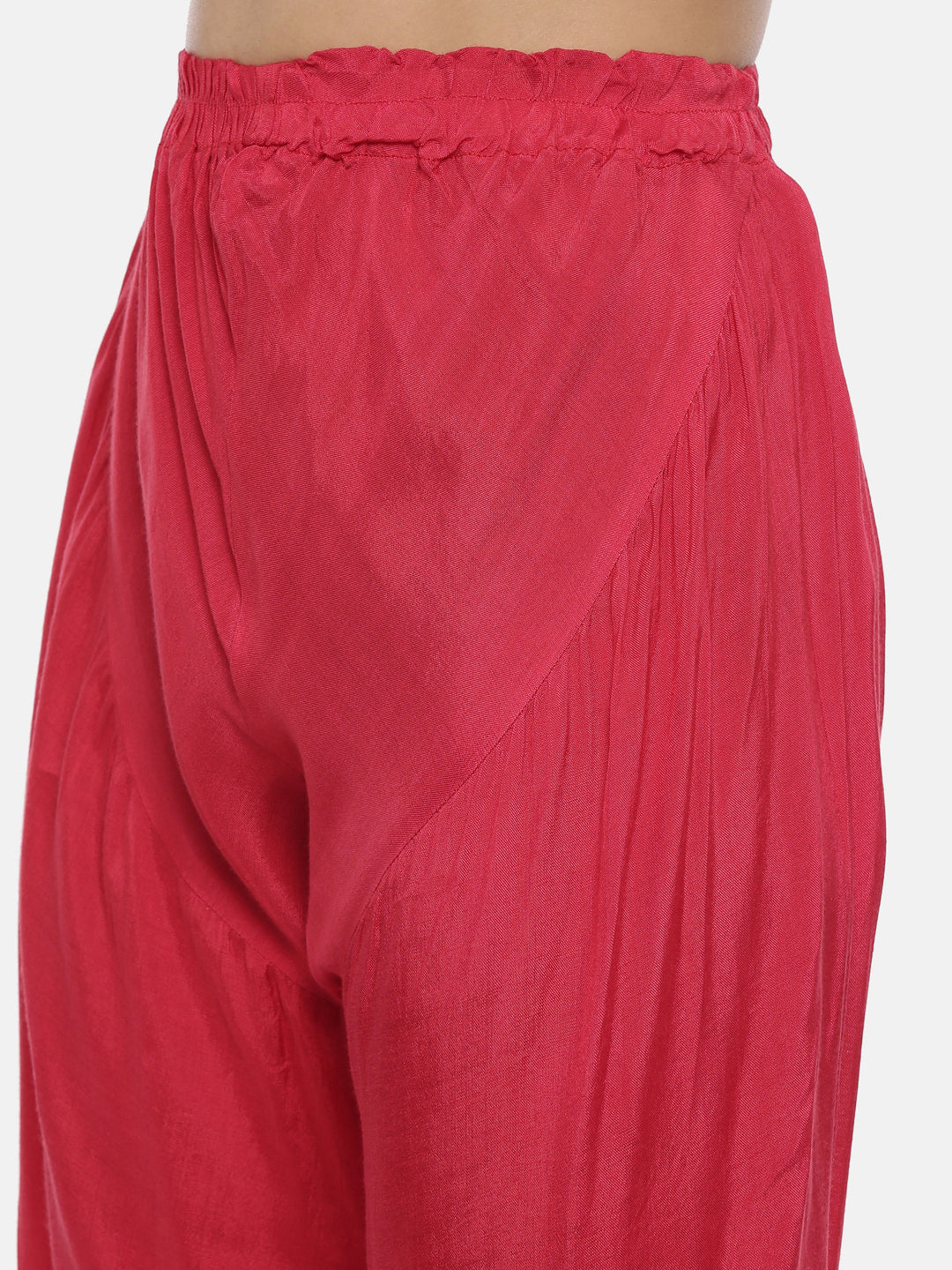 Neerus Red satin embellished anarkali suit set - detail view 3