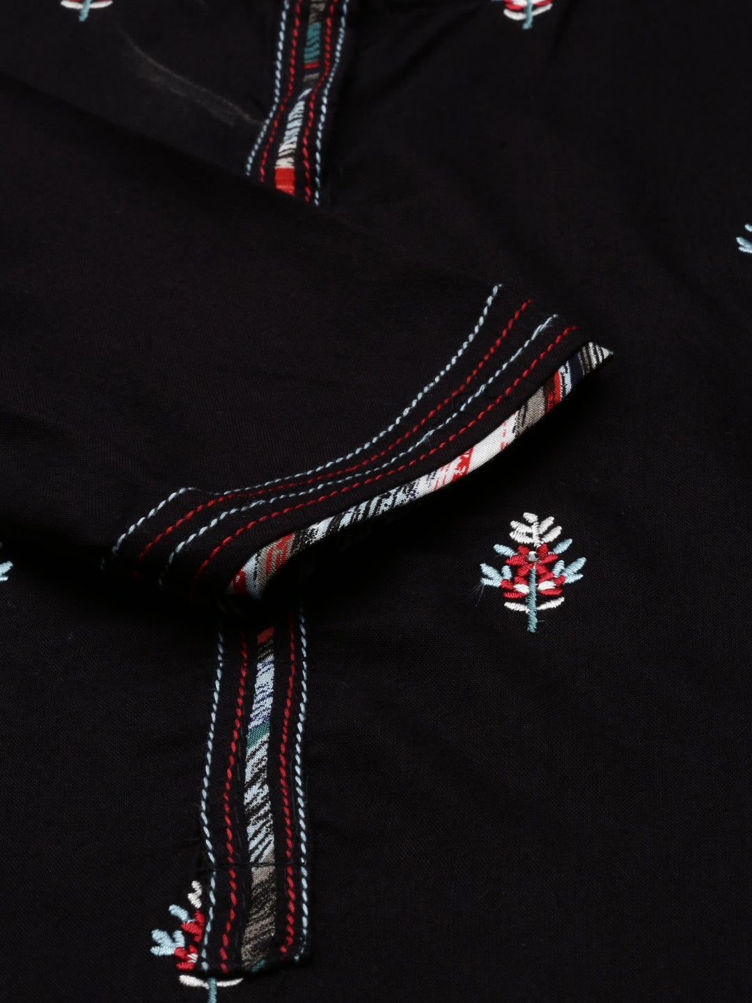 Neerus Black Rayon Thread Embroidered Kurta - detail view 3